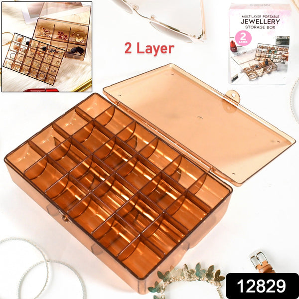 2 layer Acrylic Jewelry Storage Box Dustproof Earring Box(1 Pc / 30 Compartment)